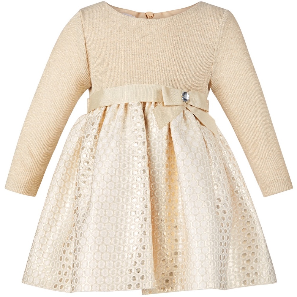 Baby Girl Sweater dress  Holiday formal easter Church gold dress 6-9 M